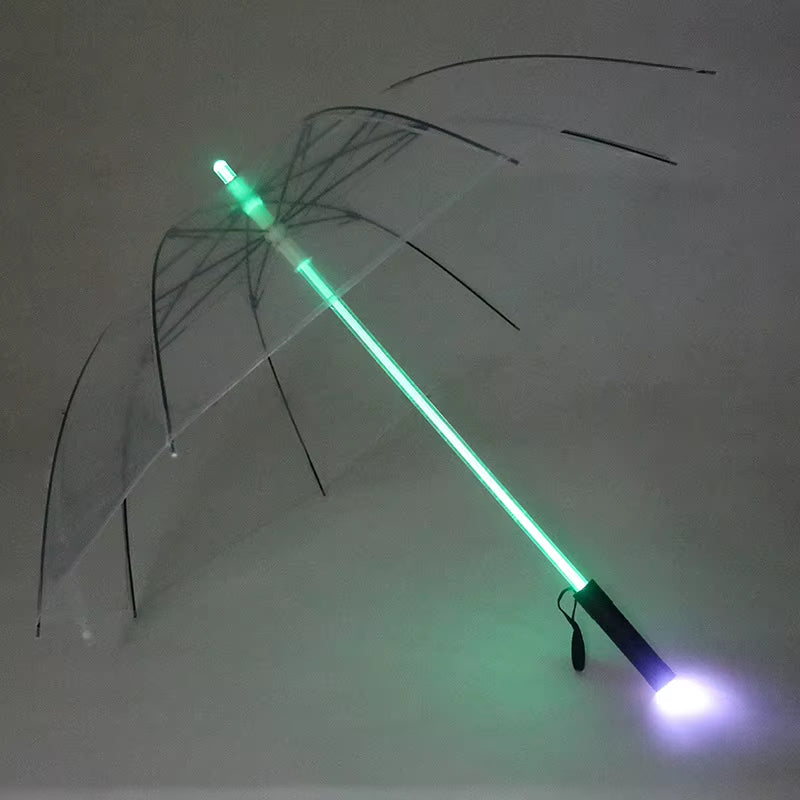 LED Illuminated Umbrella with Colorful Fiber Optic Lights and Touch Cloth for Creative Advertising