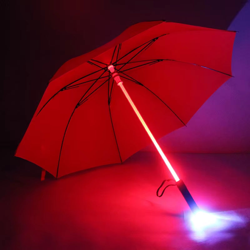 LED Illuminated Umbrella with Colorful Fiber Optic Lights and Touch Cloth for Creative Advertising