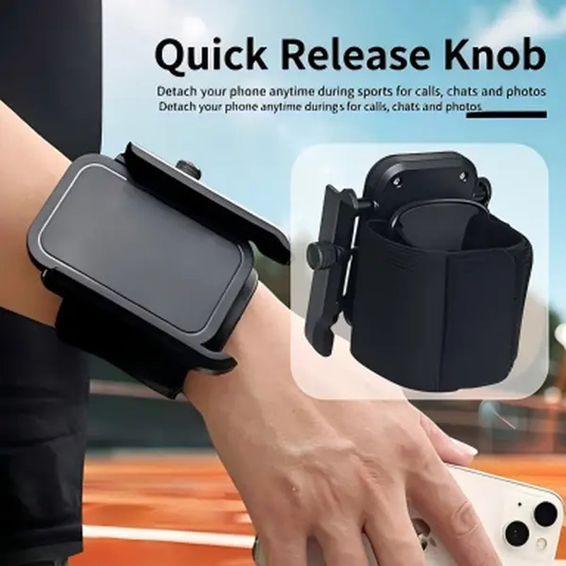 360° Rotatable Wrist Phone Holder with Twist Lock, Detachable Adjustable Wristband Phone Stand, Universal Hands-Free Phone Mount for Running Workout Fitness Walking, Fits Most Smartphones