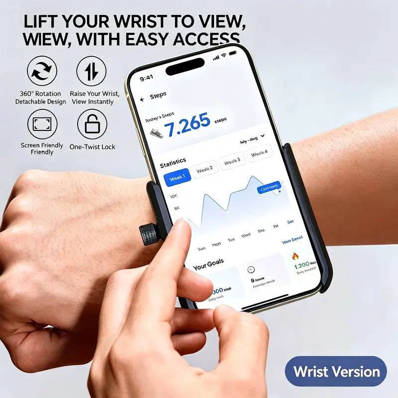 360° Rotatable Wrist Phone Holder with Twist Lock, Detachable Adjustable Wristband Phone Stand, Universal Hands-Free Phone Mount for Running Workout Fitness Walking, Fits Most Smartphones