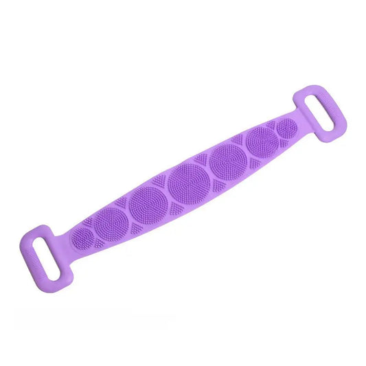 Double-Sided Silicone Exfoliating Tool for Shower Bath, Unisex Flexible Strap Back Scrubber, Soft Smooth Deep Skin Cleaning Brush, Bathroom Home Supplies Accessory for All Skin Types