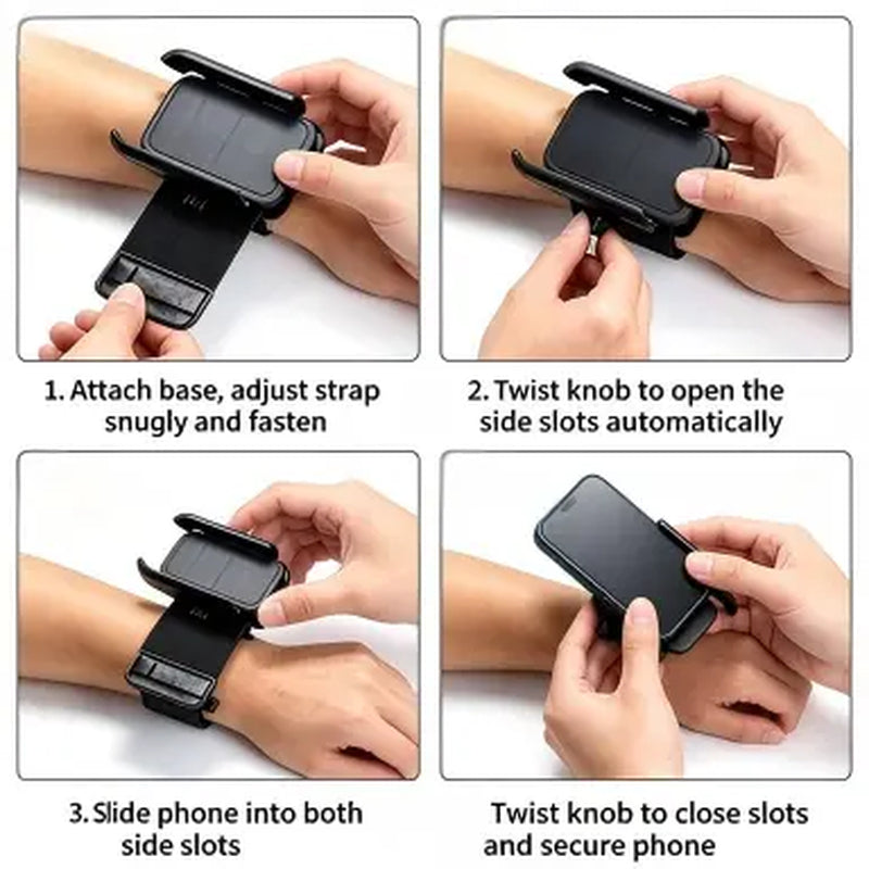 360° Rotatable Wrist Phone Holder with Twist Lock, Detachable Adjustable Wristband Phone Stand, Universal Hands-Free Phone Mount for Running Workout Fitness Walking, Fits Most Smartphones