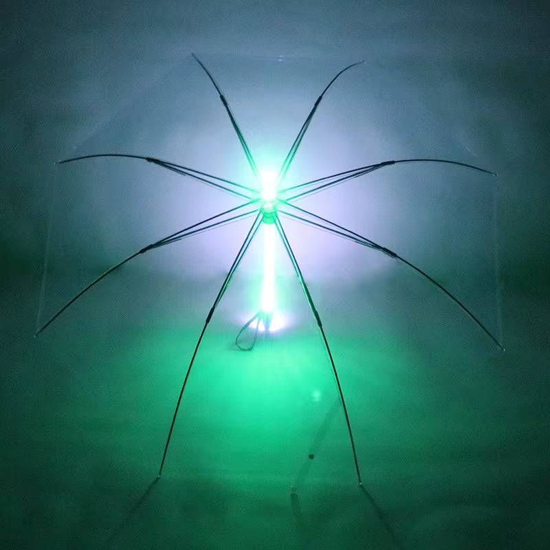 LED Illuminated Umbrella with Colorful Fiber Optic Lights and Touch Cloth for Creative Advertising